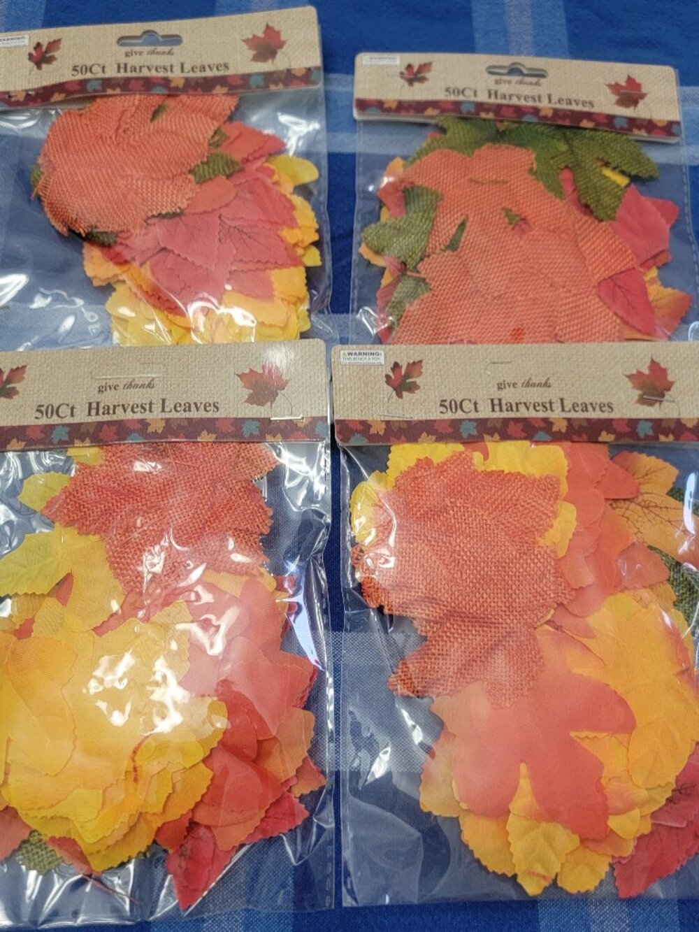 Fall Harvest Leaves Decor 200 pc 2.5"-3” Autumn Orange Green Yellow NWT